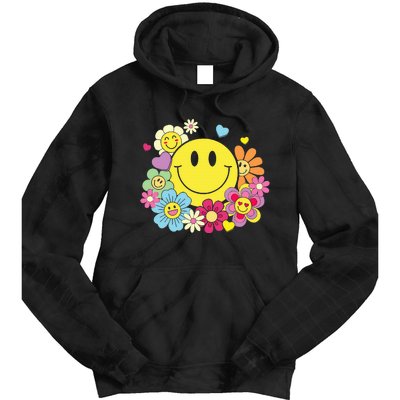 Cute Smile Face Flower Happy Face Flowers Heart Tie Dye Hoodie