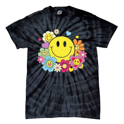 Cute Smile Face Flower Happy Face Flowers Heart Tie-Dye T-Shirt