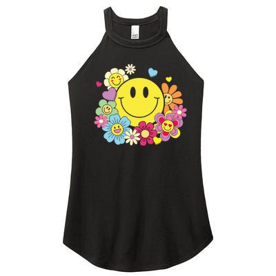 Cute Smile Face Flower Happy Face Flowers Heart Women’s Perfect Tri Rocker Tank