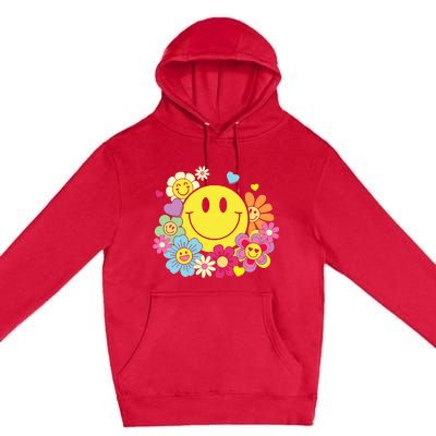 Cute Smile Face Flower Happy Face Flowers Heart Premium Pullover Hoodie