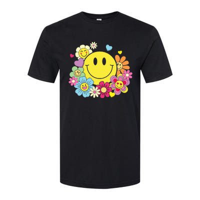 Cute Smile Face Flower Happy Face Flowers Heart Softstyle CVC T-Shirt