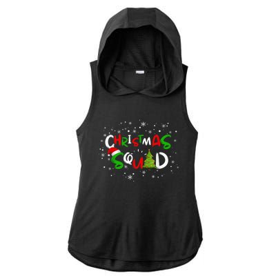 Christmas Squad Family Group Matching Shirts Funny Santa Elf Ladies PosiCharge Tri-Blend Wicking Draft Hoodie Tank