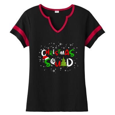 Christmas Squad Family Group Matching Shirts Funny Santa Elf Ladies Halftime Notch Neck Tee