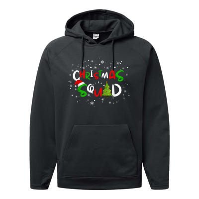 Christmas Squad Family Group Matching Shirts Funny Santa Elf Performance Fleece Hoodie