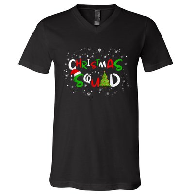 Christmas Squad Family Group Matching Shirts Funny Santa Elf V-Neck T-Shirt