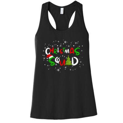 Christmas Squad Family Group Matching Shirts Funny Santa Elf Women's Racerback Tank