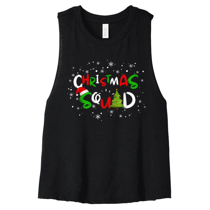 Christmas Squad Family Group Matching Shirts Funny Santa Elf Women's Racerback Cropped Tank