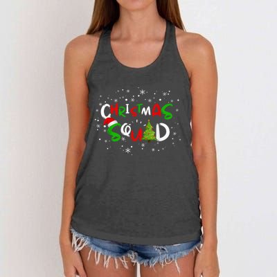 Christmas Squad Family Group Matching Shirts Funny Santa Elf Women's Knotted Racerback Tank