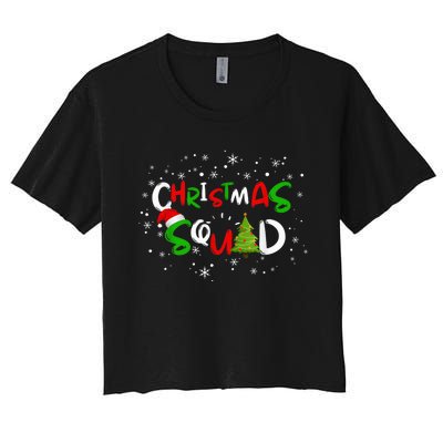 Christmas Squad Family Group Matching Shirts Funny Santa Elf Women's Crop Top Tee