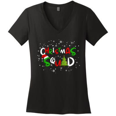 Christmas Squad Family Group Matching Shirts Funny Santa Elf Women's V-Neck T-Shirt