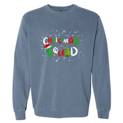 Christmas Squad Family Group Matching Shirts Funny Santa Elf Garment-Dyed Sweatshirt