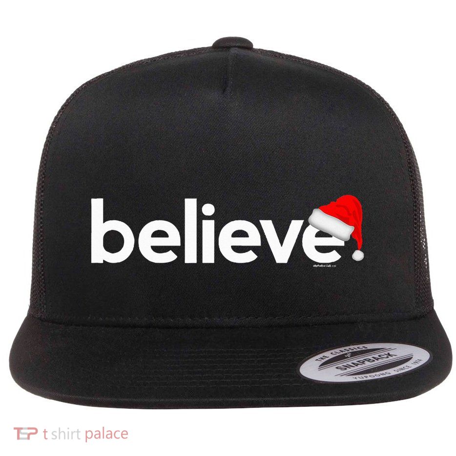 Christmas S For Women Believe Xmas Idea Flat Bill Trucker Hat