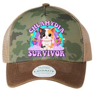 Chlamydia Survivor Funny Cat Sarcastic Inappropriate Legacy Tie Dye Trucker Hat