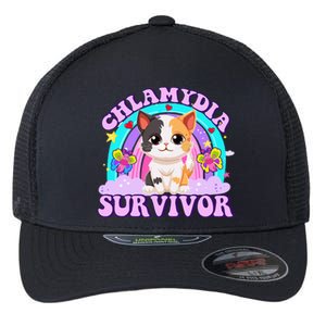 Chlamydia Survivor Funny Cat Sarcastic Inappropriate Flexfit Unipanel Trucker Cap