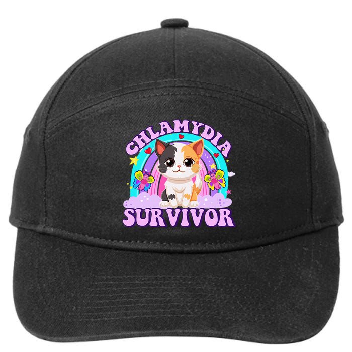 Chlamydia Survivor Funny Cat Sarcastic Inappropriate 7-Panel Snapback Hat