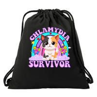 Chlamydia Survivor Funny Cat Sarcastic Inappropriate Drawstring Bag