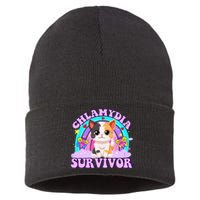 Chlamydia Survivor Funny Cat Sarcastic Inappropriate Sustainable Knit Beanie