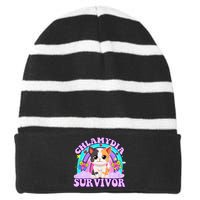 Chlamydia Survivor Funny Cat Sarcastic Inappropriate Striped Beanie with Solid Band