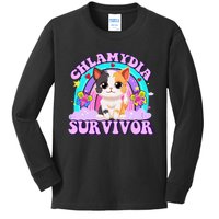 Chlamydia Survivor Funny Cat Sarcastic Inappropriate Kids Long Sleeve Shirt