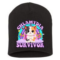 Chlamydia Survivor Funny Cat Sarcastic Inappropriate Short Acrylic Beanie