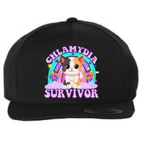 Chlamydia Survivor Funny Cat Sarcastic Inappropriate Wool Snapback Cap