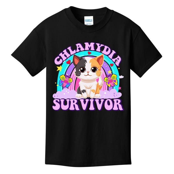 Chlamydia Survivor Funny Cat Sarcastic Inappropriate Kids T-Shirt