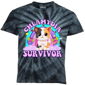 Chlamydia Survivor Funny Cat Sarcastic Inappropriate Kids Tie-Dye T-Shirt