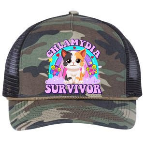 Chlamydia Survivor Funny Cat Sarcastic Inappropriate Retro Rope Trucker Hat Cap