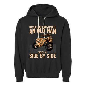 Cool SXS For Grandpa Dad Offroad UTV ATV SideBySide Garment-Dyed Fleece Hoodie