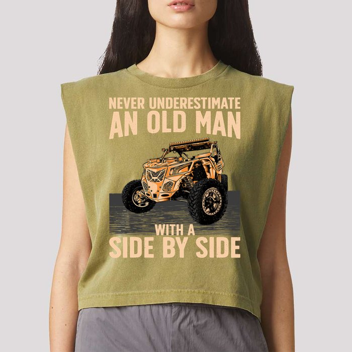 Cool SXS For Grandpa Dad Offroad UTV ATV SideBySide Garment-Dyed Women's Muscle Tee