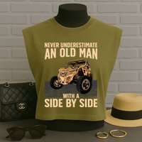 Cool SXS For Grandpa Dad Offroad UTV ATV SideBySide Garment-Dyed Women's Muscle Tee