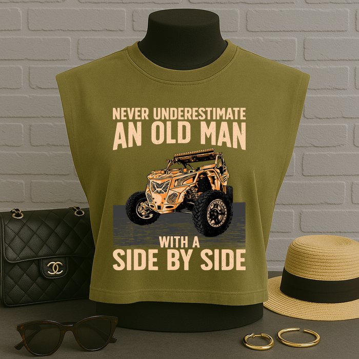 Cool SXS For Grandpa Dad Offroad UTV ATV SideBySide Garment-Dyed Women's Muscle Tee
