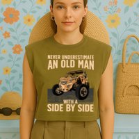 Cool SXS For Grandpa Dad Offroad UTV ATV SideBySide Garment-Dyed Women's Muscle Tee