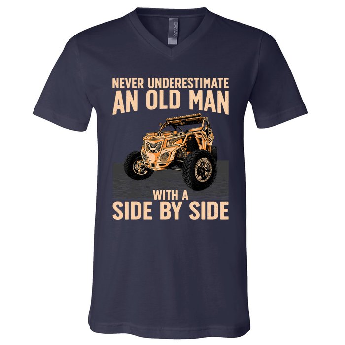 Cool SXS For Grandpa Dad Offroad UTV ATV SideBySide V-Neck T-Shirt