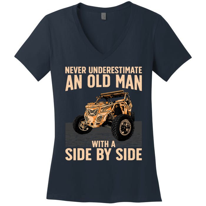 Cool SXS For Grandpa Dad Offroad UTV ATV SideBySide Women's V-Neck T-Shirt