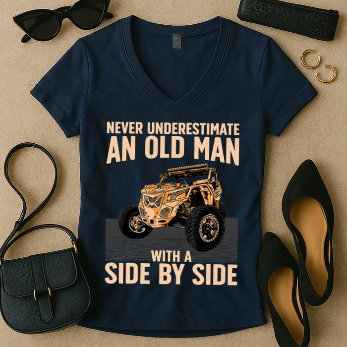 Cool SXS For Grandpa Dad Offroad UTV ATV SideBySide Women's V-Neck T-Shirt