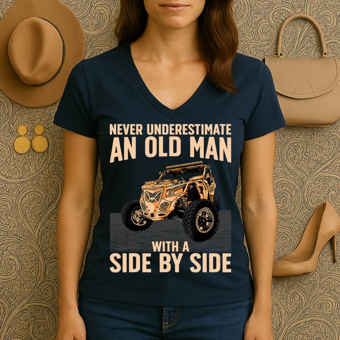 Cool SXS For Grandpa Dad Offroad UTV ATV SideBySide Women's V-Neck T-Shirt