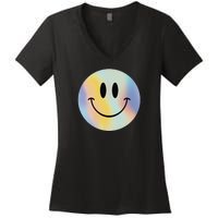 Colorful Smiley Face Women's V-Neck T-Shirt