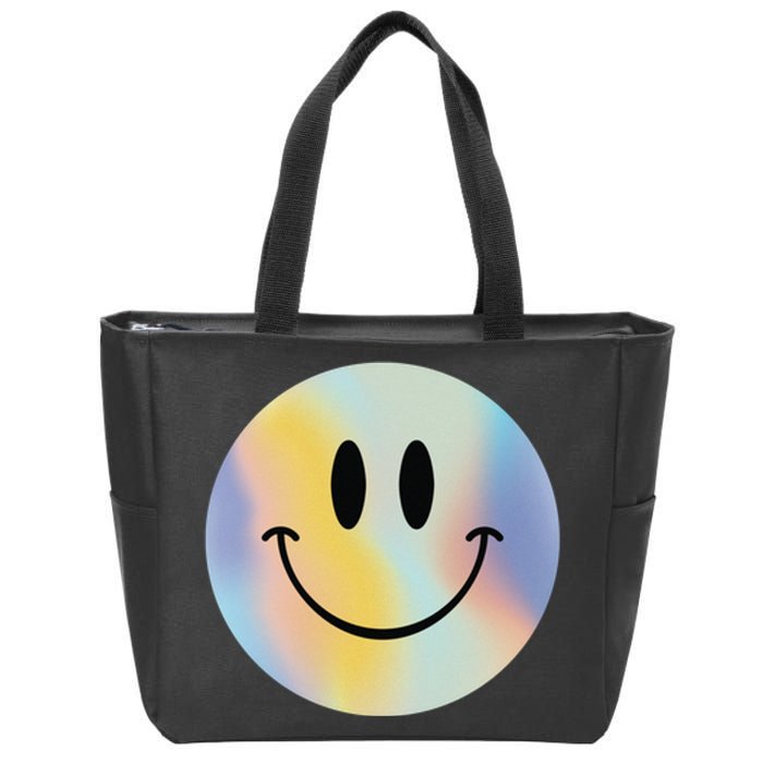 Colorful Smiley Face Zip Tote Bag