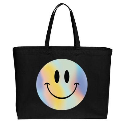 Colorful Smiley Face Cotton Canvas Jumbo Tote