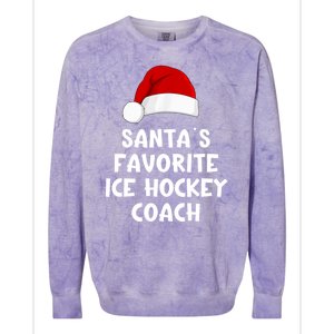 Christmas Santas Favorite Ice Hockey Coach Funny Xmas Pajama Colorblast Crewneck Sweatshirt