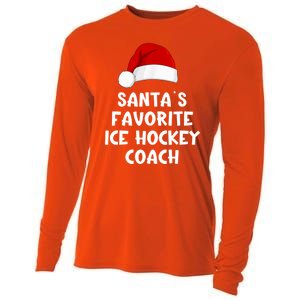 Christmas Santas Favorite Ice Hockey Coach Funny Xmas Pajama Cooling Performance Long Sleeve Crew