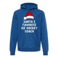 Christmas Santas Favorite Ice Hockey Coach Funny Xmas Pajama Premium Hoodie