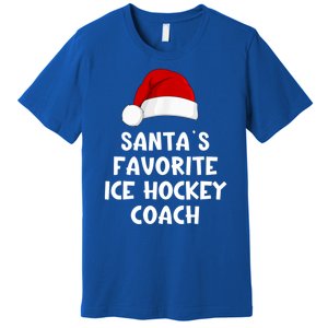 Christmas Santas Favorite Ice Hockey Coach Funny Xmas Pajama Premium T-Shirt