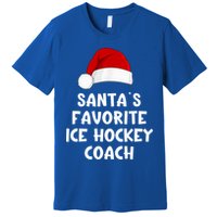 Christmas Santas Favorite Ice Hockey Coach Funny Xmas Pajama Premium T-Shirt