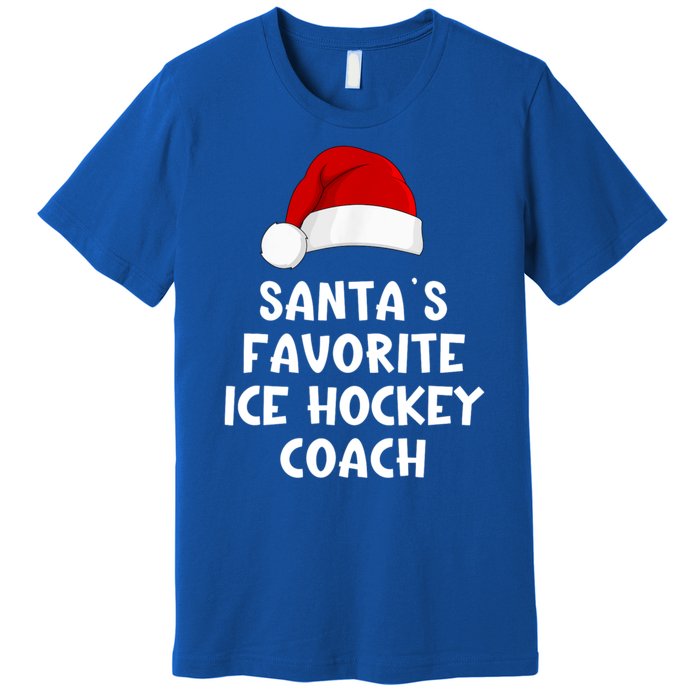 Christmas Santas Favorite Ice Hockey Coach Funny Xmas Pajama Premium T-Shirt