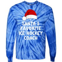 Christmas Santas Favorite Ice Hockey Coach Funny Xmas Pajama Tie-Dye Long Sleeve Shirt