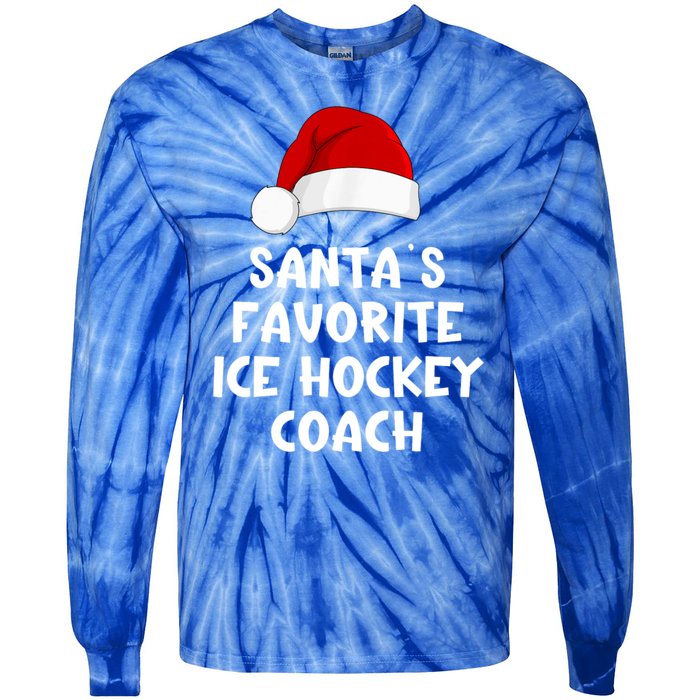 Christmas Santas Favorite Ice Hockey Coach Funny Xmas Pajama Tie-Dye Long Sleeve Shirt