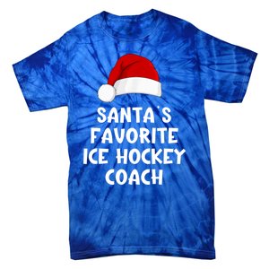 Christmas Santas Favorite Ice Hockey Coach Funny Xmas Pajama Tie-Dye T-Shirt