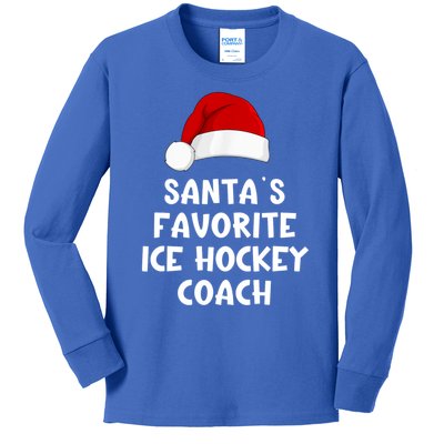 Christmas Santas Favorite Ice Hockey Coach Funny Xmas Pajama Kids Long Sleeve Shirt